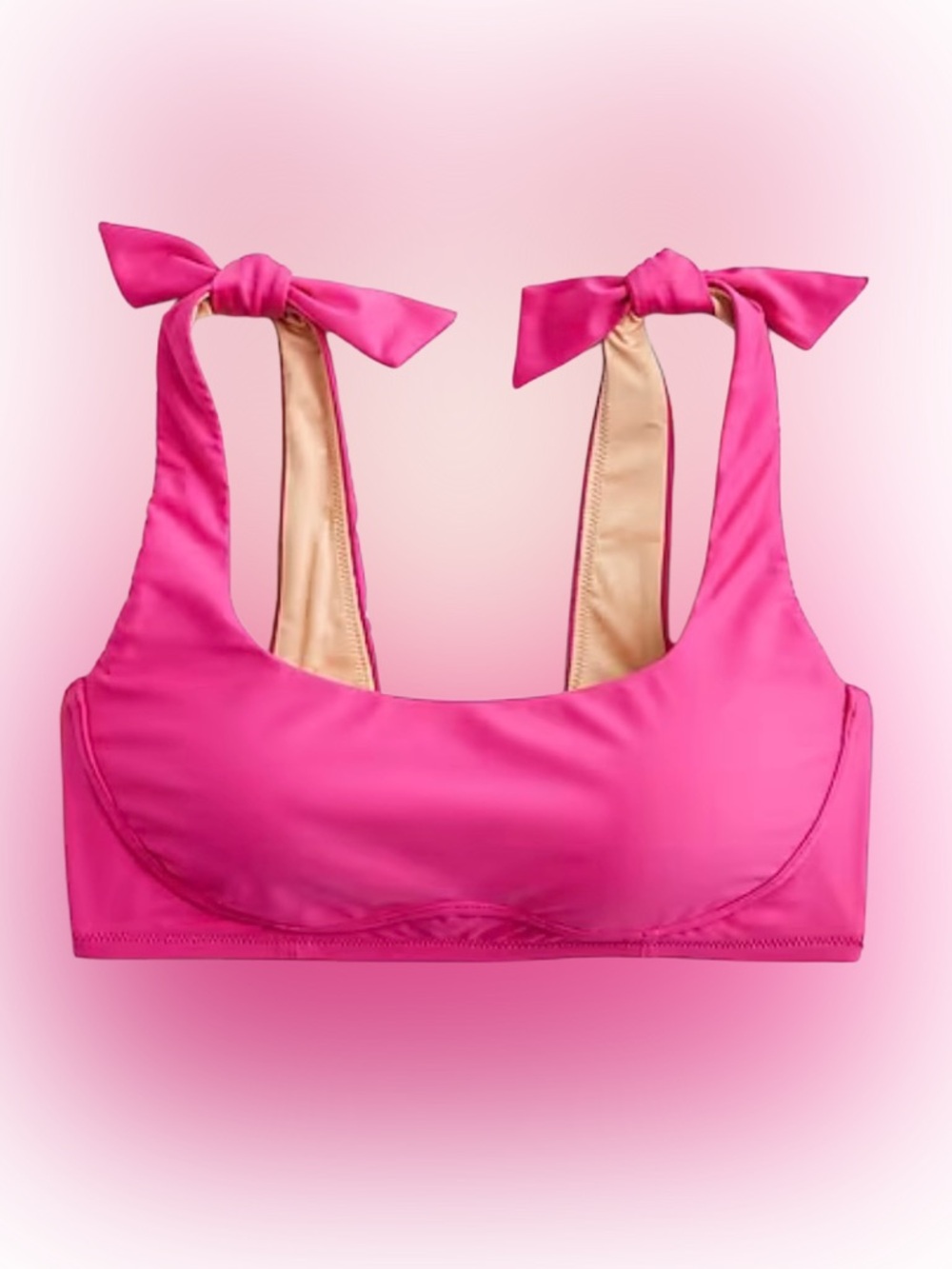 J Crew Tie Shoulder scoopneck bikini top, Color: FUCHSIA, Size: 3x, PLUS NEW